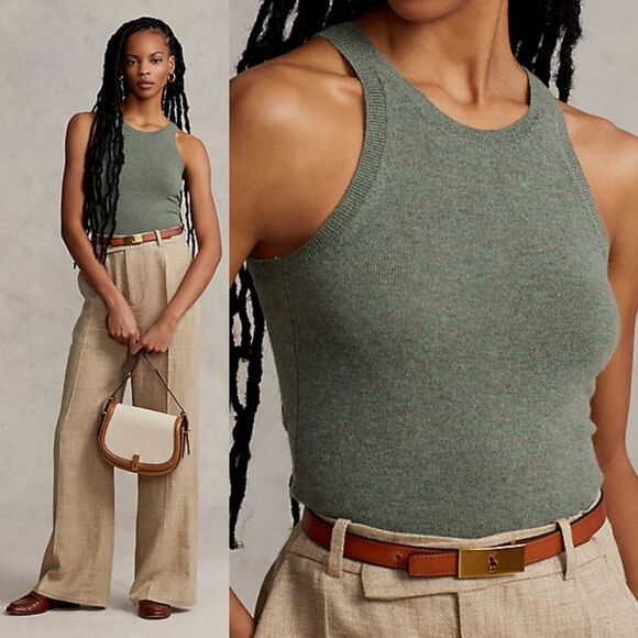 NWT|Polo Ralph Lauren 100% Cashmere Lovette Heather Tank Top, SMALL - Picture 3 of 10